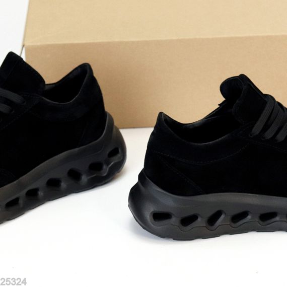 Молодежные дизайнерские черные кроссовки натуральная замша | Зображення 5