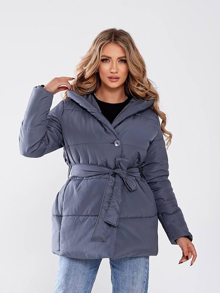 Жіноча зимова куртка з поясом, арт. 505, графіт | Зображення 6