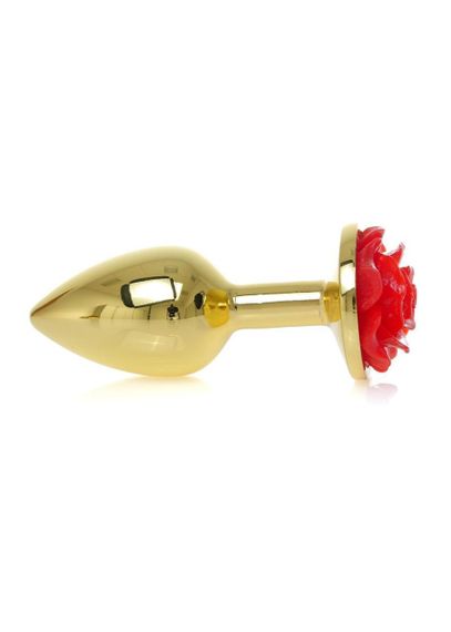 Анальна металева пробка Plug-Jewellery Gold PLUG ROSE- Red Sex Aura | Зображення 1