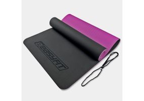 Килимок для йоги та фітнесу EasyFit TPE+TC 6 мм двошаровий чорний-фіолетовий (EF-1924-BV)