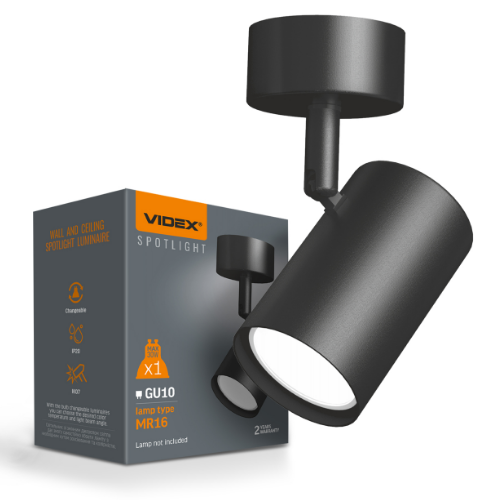Світильник VIDEX під лампу GU10 накладний поворотний VL-SPF05B-BFB