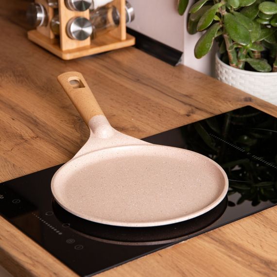 Мармурова алюмінієва сковорода для млинців з антипригарним покриттям Ø 24 см, товсте дно MGC бежевий HP-4-428CR | Зображення 4