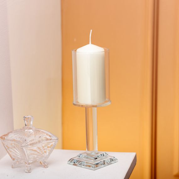 Подсвечник стеклянный на ножке 6.5×20 см подсвечник бокал декоративный прозрачный HP-4-40S | Зображення 2