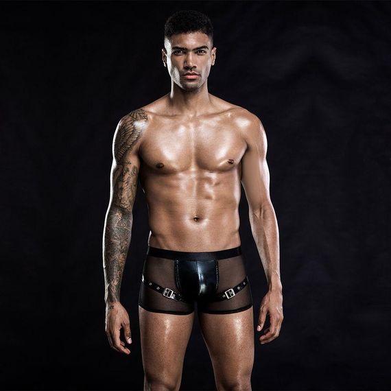 Чоловічі еротичні сітчасті труси з ременями, One Size Black sexstyle