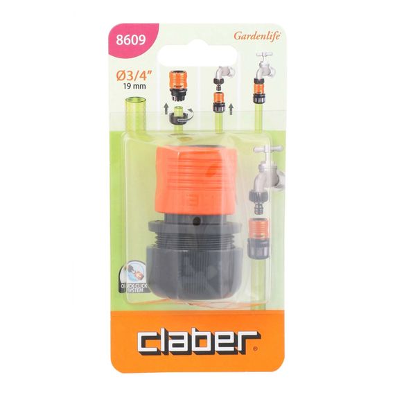 Конектор для поливального шлангу 3/4" з системою "Aquastop" Claber 8609 | Зображення 1