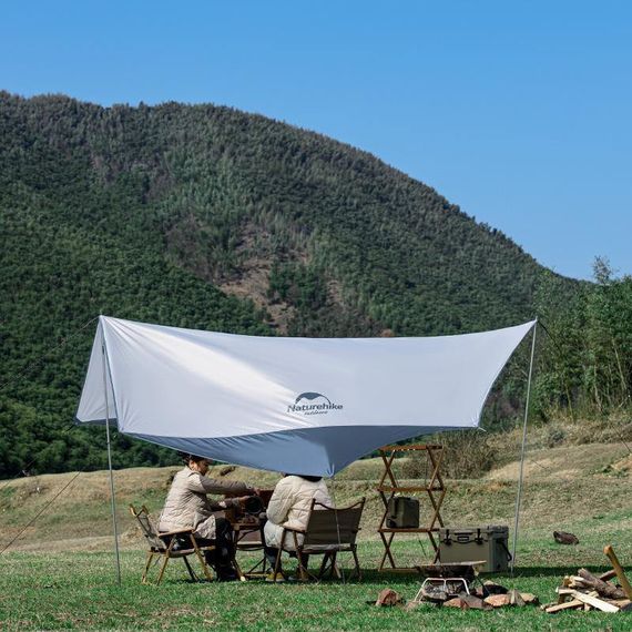 Тент для кемпінгу Naturehike Hexagon NH16T013-S, 150D / Silver Coated, 520*460 см, сіро-блакитний (з двома стійками) | Зображення 3
