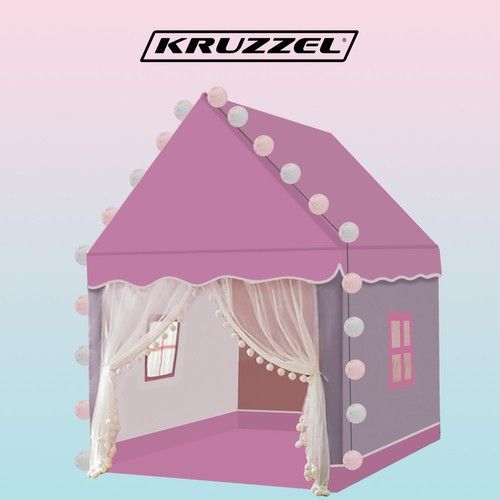 Детская палатка Kruzzel 22653 с LED светом Розовая | Зображення 1