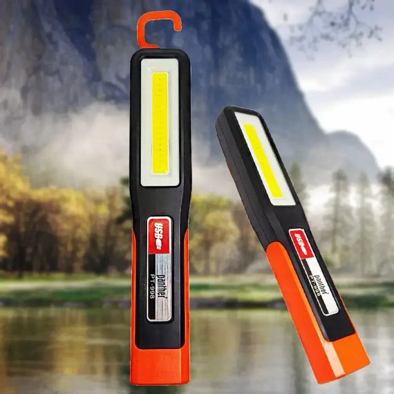Ліхтар акумуляторний ручний LED з магнітом та гачком COB бічна панель зарядка USB 1200mAh ліхтарик PT-998 | Зображення 2