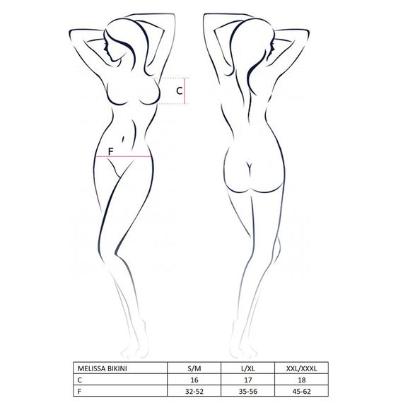 Комплект білизни Passion MELISSA BIKINI L/XL, black, ліф зі шнурівкою і трусики стрінги | Зображення 6