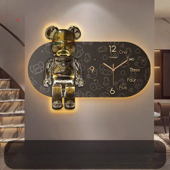 Годинники настінні овальні "Ведмедик" з LED підсвічуванням (NCH-40-60)