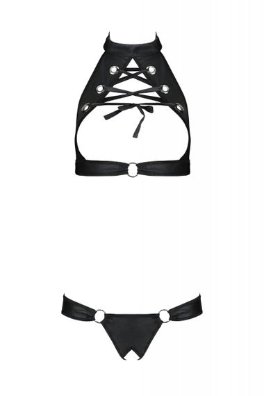 Комплет із відкритим бюстом MALWIA SET WITH OPEN BRA black S/M - Passion sexstyle | Зображення 5