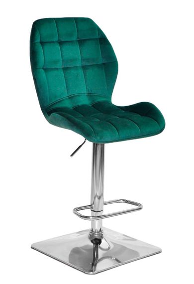 Барний стілець Phil Bar 4-CH-Base квадратна хромована опора, м'яка оббивка велюр зелений PH-602 | Зображення 5