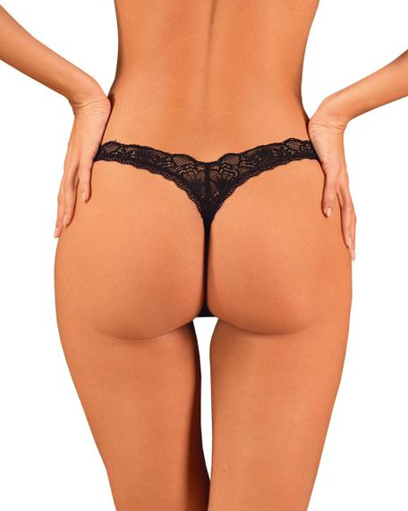 Кружевные стринги Obsessive Donna Dream thong XS/S Black, низкая посадка sexstyle | Зображення 1