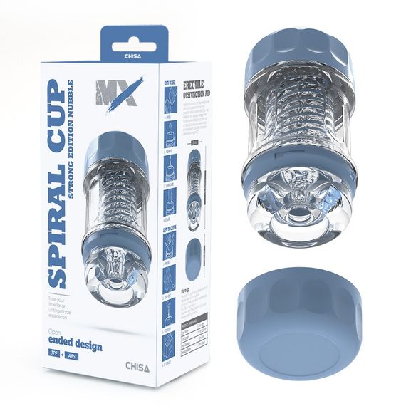 Мастурбатор у колбі Chisa MX Spiral Cup Stron прозоро-блакитний Sex Aura