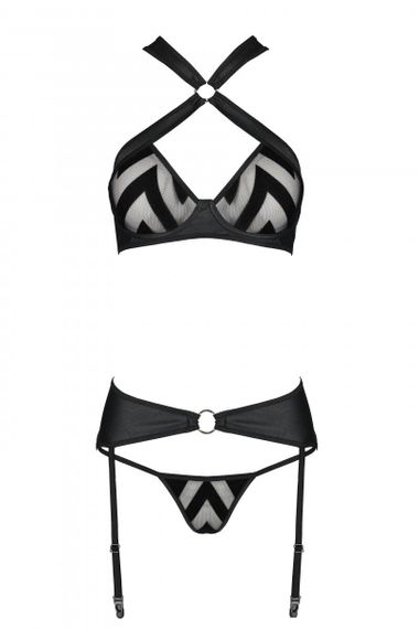 Набір з поясом для панчох Passion Hima Set Чорний S/M | Зображення 2