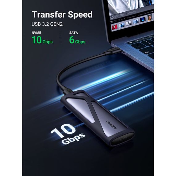 Карман внешний Ugreen SSD M.2 (NVME) M-KEY UGREEN 3.2 GEN2 CM400 gray (90264) | Зображення 4