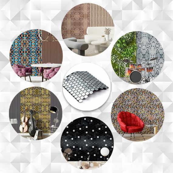 Самоклеюча алюмінієва плитка срібна мозаїка із дзеркальними вставками 300х300х3мм SW-00001928 | Зображення 5