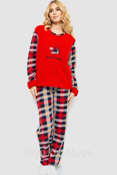 Пижама женская махра, цвет красный, размеры L, XL, XXL FA_008431