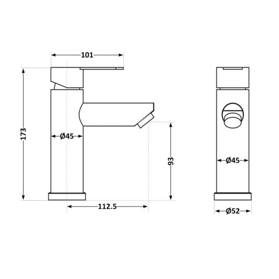 Змішувач для раковини Brinex Pure 001F низький  Nickel BRIPUR001FNKL | Зображення 1