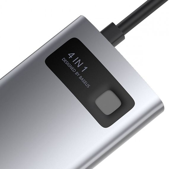 USB-Хаб Baseus Metal Gleam Series 4-in-1 Type-C gray | Зображення 9