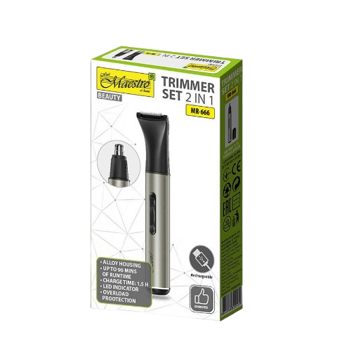 Тример для волосся акумуляторний 3,7W 180mAh 2в1 MR-666 Maestro | Зображення 3
