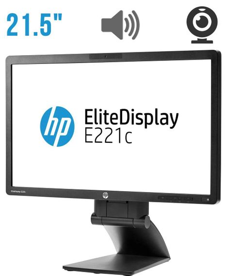 Монитор HP EliteDisplay E221c / 21.5" (1920x1080) IPS / DisplayPort, DVI, VGA, USB, Audio / Встроенные колонки (2x 1W) / WebCam / VESA 100x100 б/у