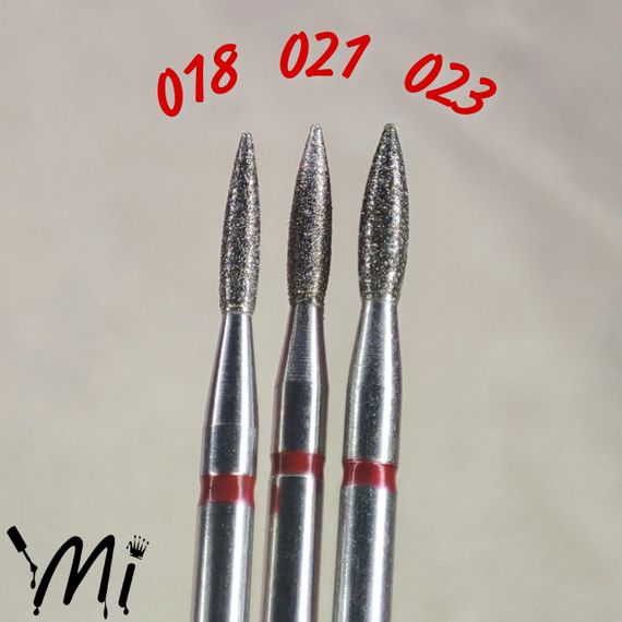 Фреза алмазная Мі пламя красная 2,1 мм (длина головки 9мм) | Зображення 1