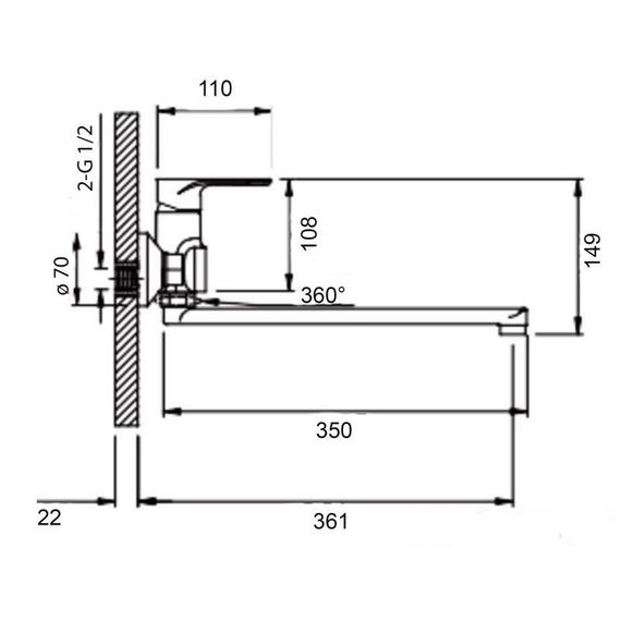 Смеситель для ванны Qtap Jay с длинным поворотным изливом (c душевым гарнитуром) QTJAY2601CRW45552 Chrome/White | Зображення 1