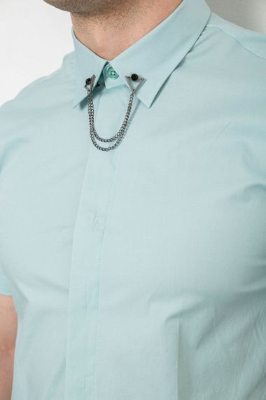 Рубашка мужская однотонная, цвет оливковый, 214R6917-1 | Зображення 4