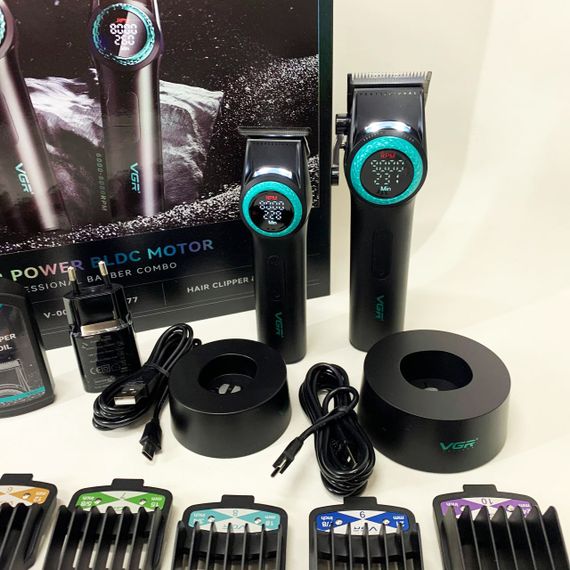 Набір VGR 2 в 1 V-001 V-977 BLACK, акумуляторна машинка для стрижки та триммер. Колір: чорний | Зображення 4