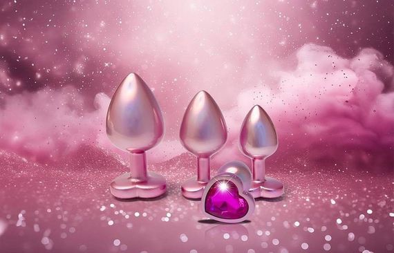 Анальная пробка розовая Dream Toys Gleaming Love с декоративным камнем в виде сердца, S Sex Aura | Зображення 2