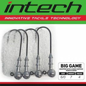 Джиг-головка, Гачки риболовні для силіконових приманок Intech Інтеч Big Game Puncher №6/0 12g 4шт