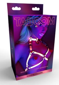 Портупея у вигляді бюстьє з відкритими чашками Taboom Glow In The Dark з функцією свічення у темряві Sex Aura