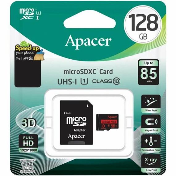 Картка пам'яті Apacer microSDXC (UHS-1) 128Gb class 10 R85MB/s + SD adapter | Зображення 1