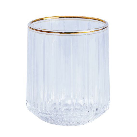 Набор стаканов стеклянных 6 штук по 315 мл прозрачный с золотым ободком HP553 | Зображення 1