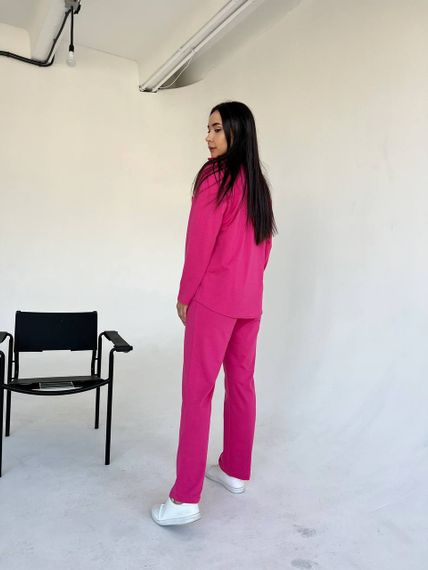 Женский костюм тройка рубашка+футболка+брюки трикотажный NB23007 размер 54/56 цвет розовый | Зображення 1