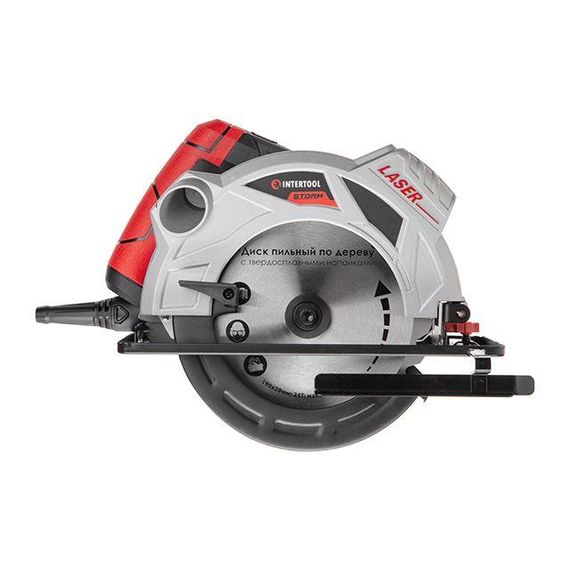 Пила дискова 1500 Вт, 5800об/хв, кут 90-45, глибина розпилювання 65-43 мм, диск 190 мм*20 мм, 24 зуби, лазер1 | Зображення 1