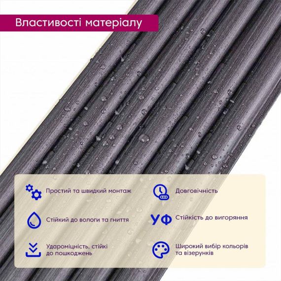 Рейка декоративная WPC круглая стеновая 3000х152х15мм Графит SW-00001873 | Зображення 3