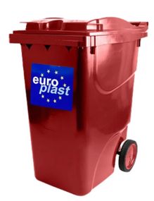 Сміттєвий бак пластиковий червоний 360 літрів