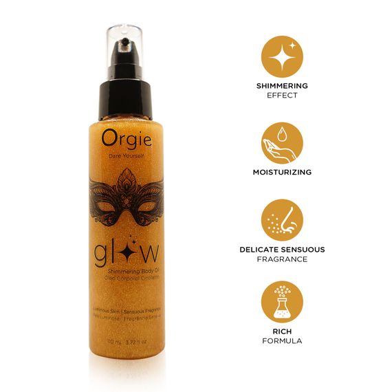 Олія-шимер для тіла Orgie – Glow Shimmering Body Oil (110 мл), чуттєвий аромат, зволоження | Зображення 2