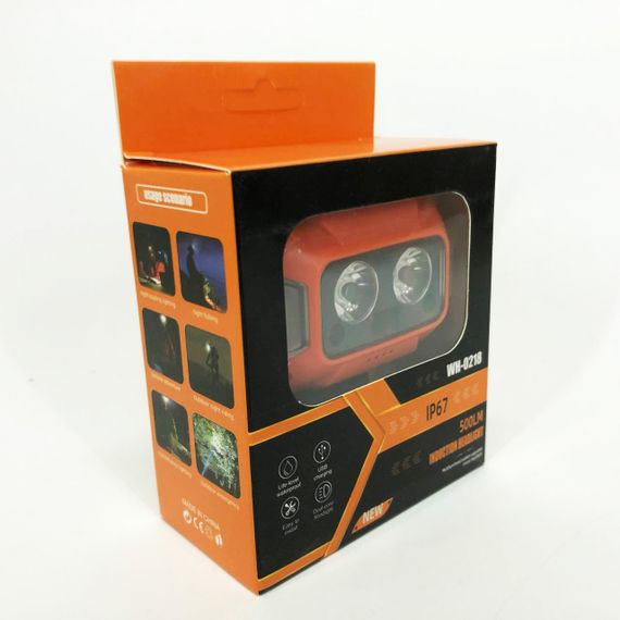 Ліхтар налобний WH-0218-XPG(white+yellow)+SMD(red), Налобний ліхтар для туризму риболовлі та полювання | Зображення 5