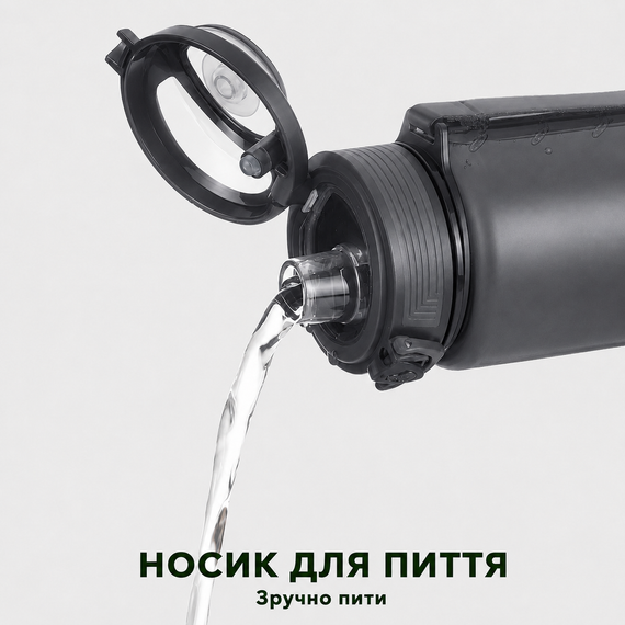 Бутылка KANGZYUAN 500 мл - Черная Tritan BPA-free, ударопрочная, спортивная с герметичной крышкой | Зображення 6