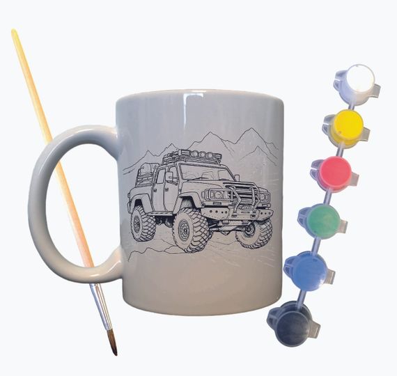 Набор для творчества кружка раскраска "Крутой внедорожник" 330 мл белая