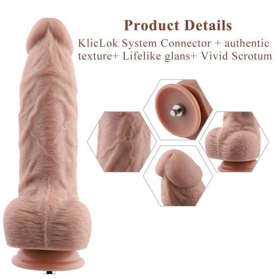 Гибкий фаллоимитатор для секс-машин Hismith 9.25″ Silicone Dildo, система KlicLok Sex Aura | Зображення 2