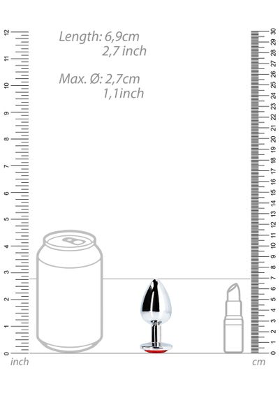 Металева анальна пробка Round Gem, розмір S колір: сріблястий/червоний Ouch! (Нідерланди) sexstyle | Зображення 7