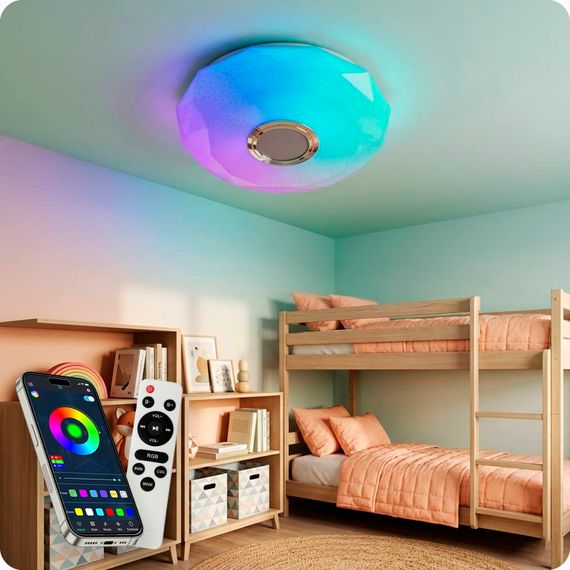 Люстра світлодіодна 517 Dlight RGB з пультом і  колонкою 45Вт Білий (02148) | Зображення 8
