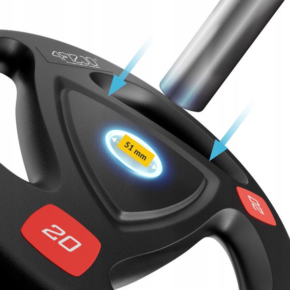 Диск олімпійський 4FIZJO 1 x 20 кг 51 мм металевий, прогумований Black (P-5905973401296) | Зображення 5