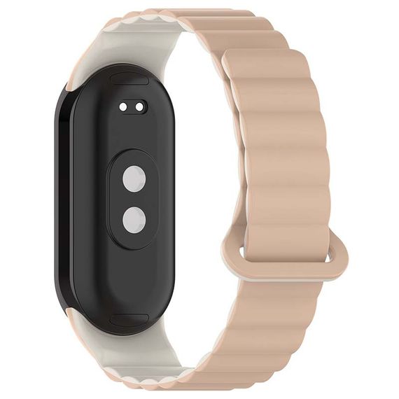 Ремешок Dual-color Magnetic для Xiaomi Mi Band 9/8 Beige / White | Зображення 1