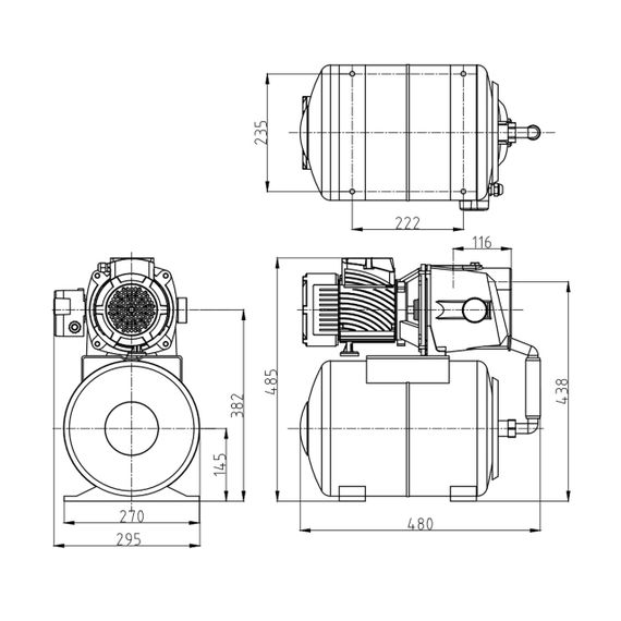 Насосна станція Pumpman ATJET100 Нmax 43 м Qmax 3,6 куб.м 750 Вт бак 24 л | Зображення 1