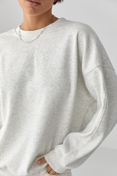 Однотонний світшот з плюшевим начісом - світло-сірий цвет, ONE SIZE (є розміри) | Зображення 3